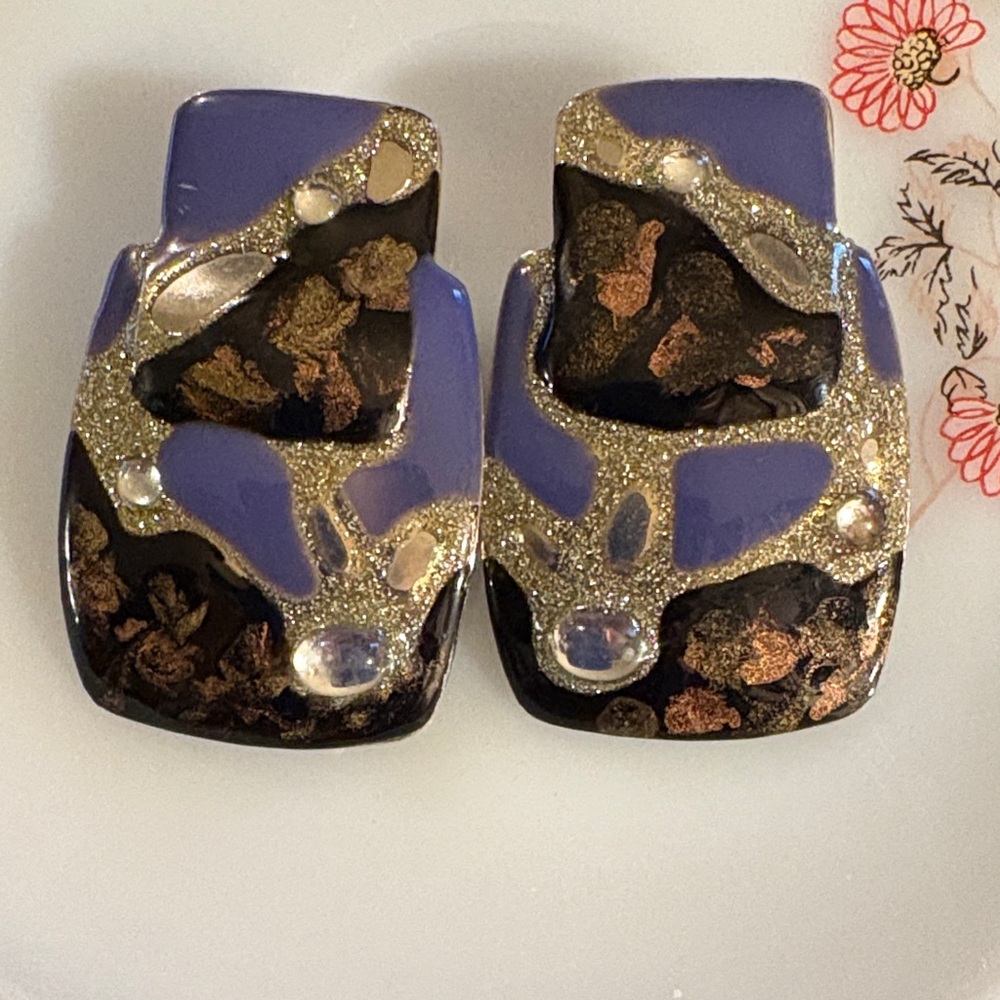 Vintage Lavender and Ebony Earrings